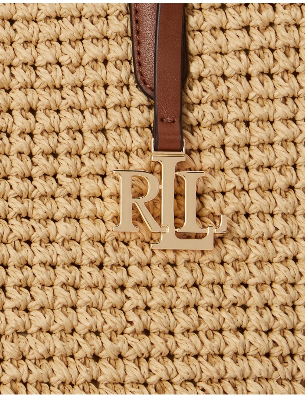 Ralph Lauren Natural Straw Tote with Tan Leather Handles - Picture 10 of 10